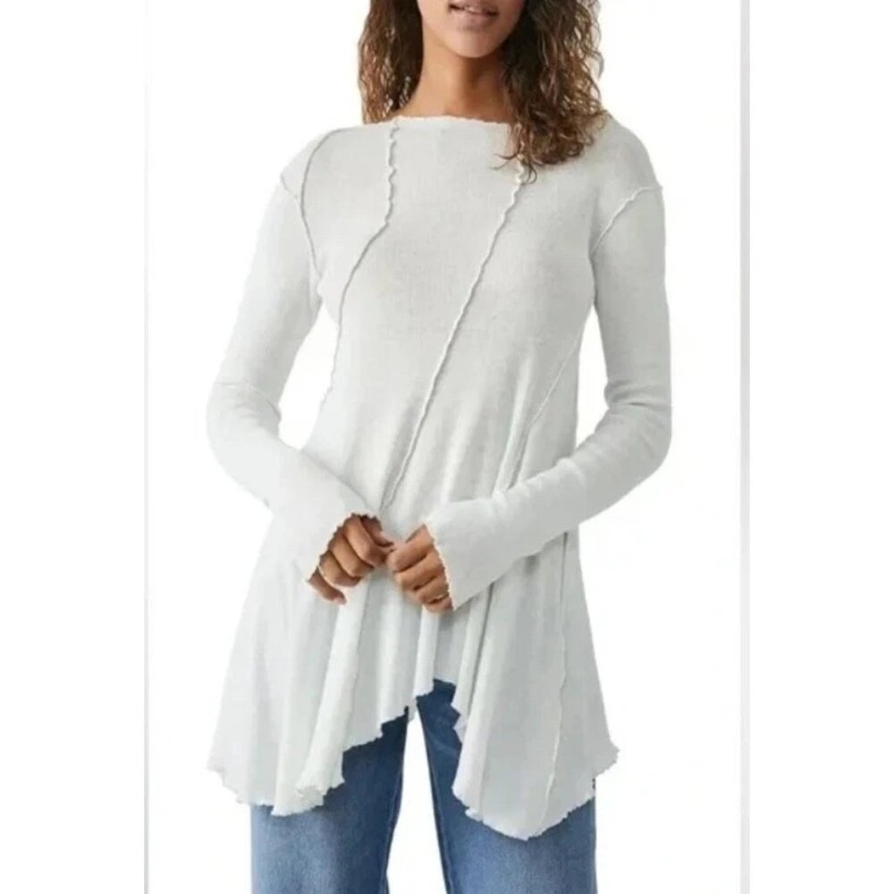 Free People Full Swing Tunic Top White Ballet Cottage Boho Fairy XS